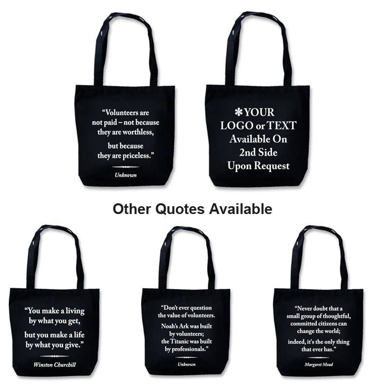 Recyclable Eco Tote With Quote "Volunteers Are Priceless"